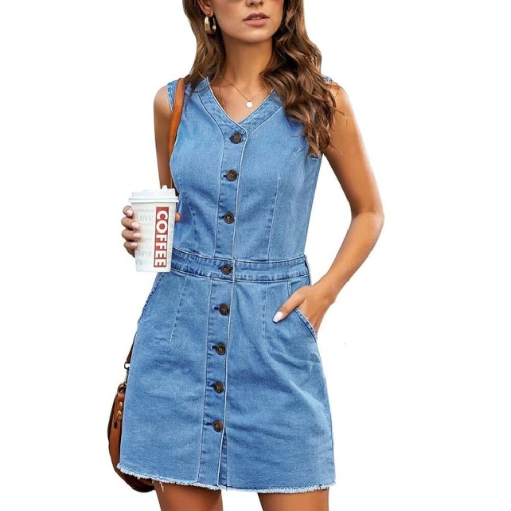 NWOT - Button-front Denim Dress - size L